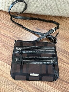 Nine West Black and Brown Patterned Crossbody Bag
